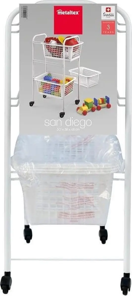 Metaltex San Diego Opbergrek 341803 - 3 Manden - Wit