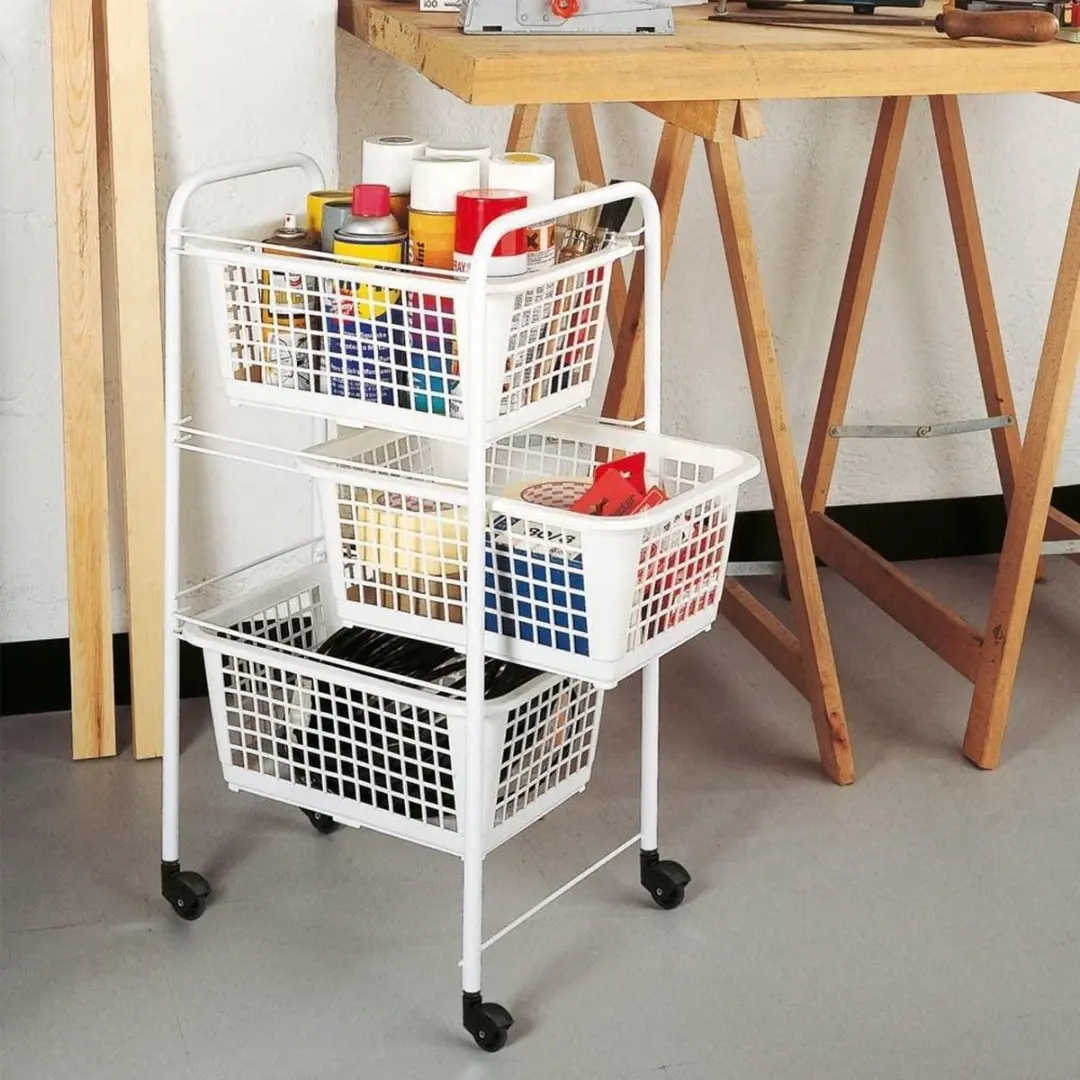 Metaltex San Diego Opbergrek 341803 - 3 Manden - Wit