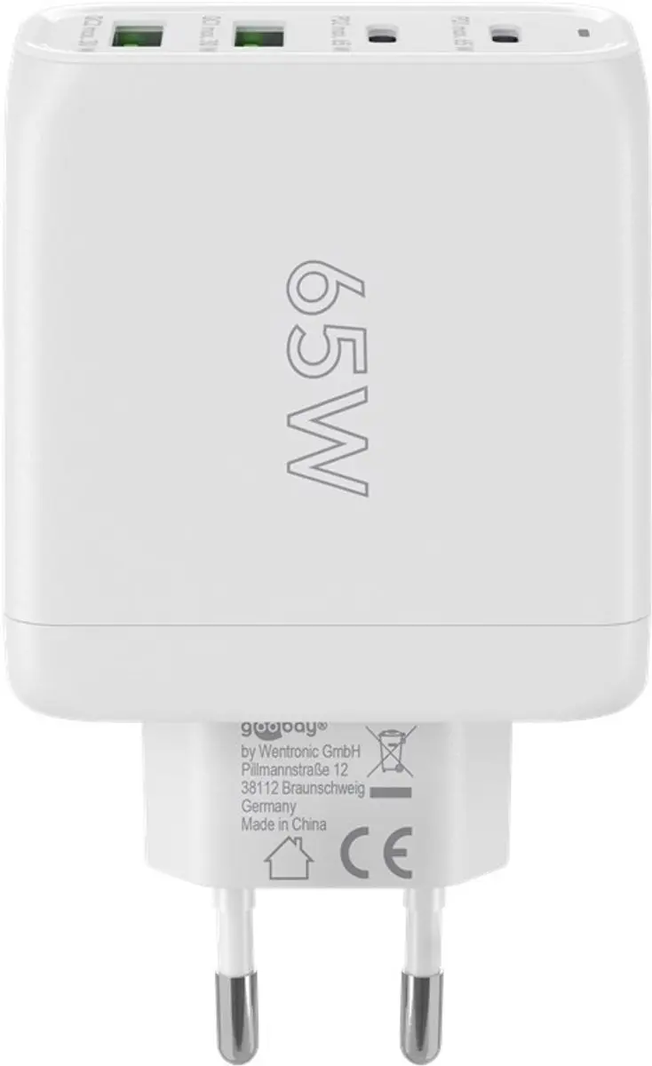 Goobay 64818 Thuislader GaN 68W - 2x USB-C PD 2x USB-A QC - Wit