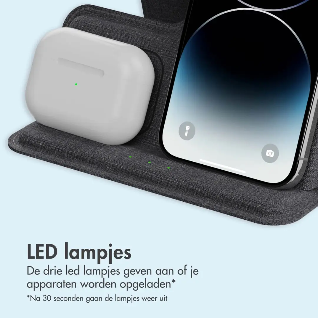 Imoshion SH00072283 3-in-1 Opvouwbaar Draadloos Oplader 15W - Zwart