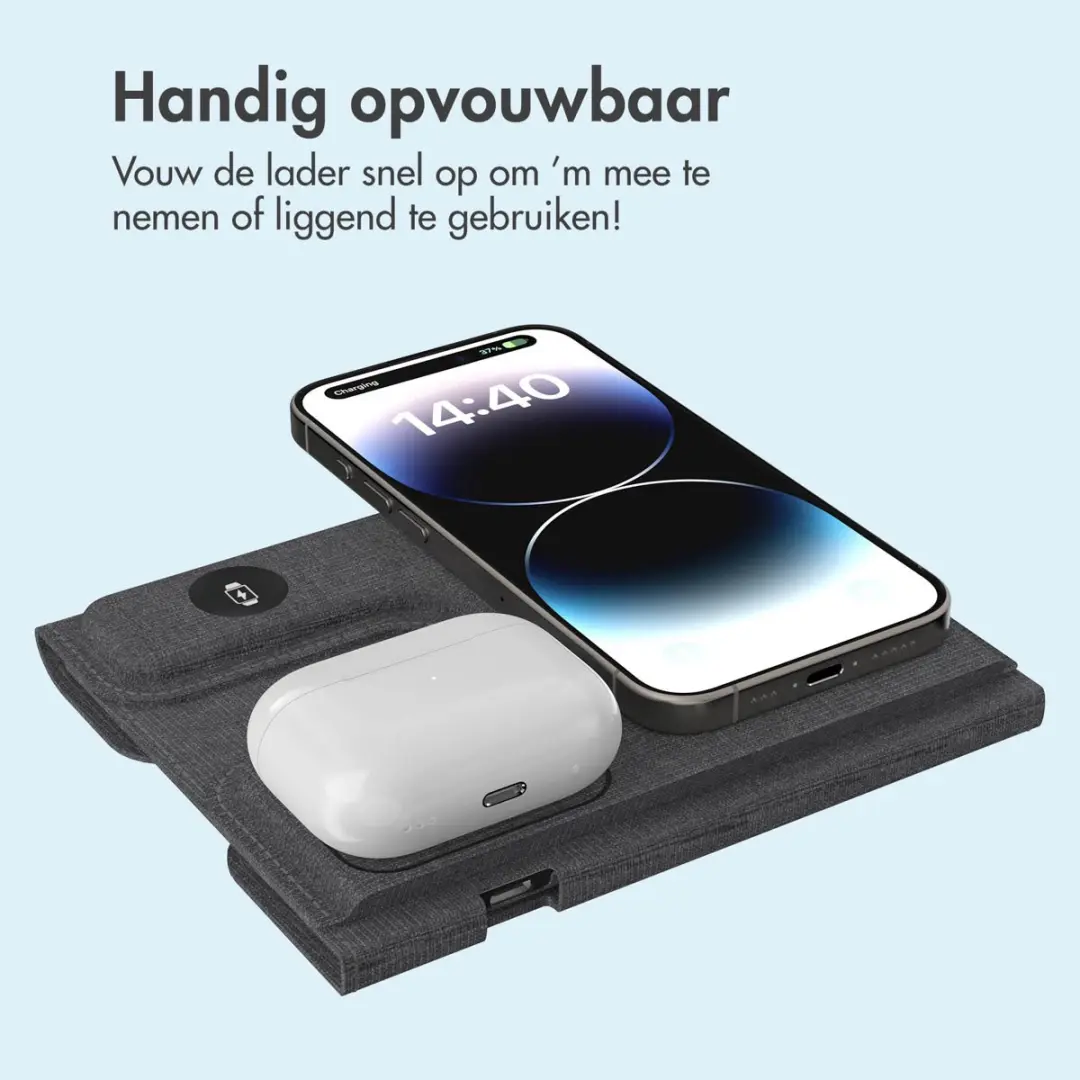 Imoshion SH00072283 3-in-1 Opvouwbaar Draadloos Oplader 15W - Zwart