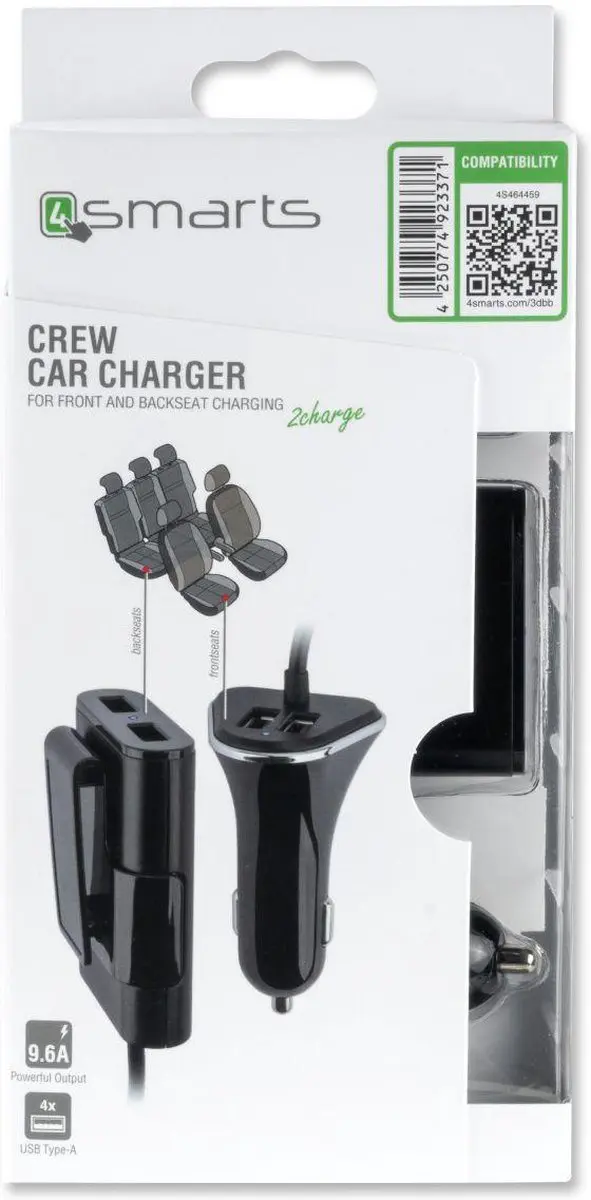 4Smarts Autolader Crew 48W - 4 Poorten - Zwart