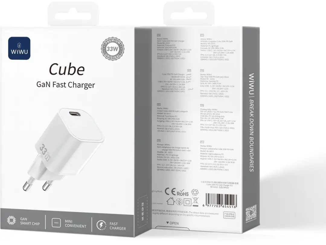 WiWu 33W USB-C Snellader - Wit