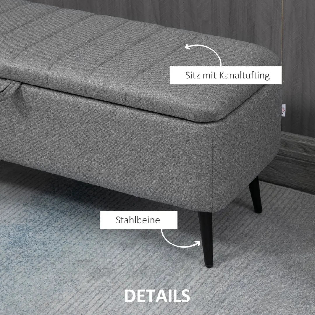 Homcom Sitzbank - 102x40x44cm - Grijs - afbeelding 6 van 6