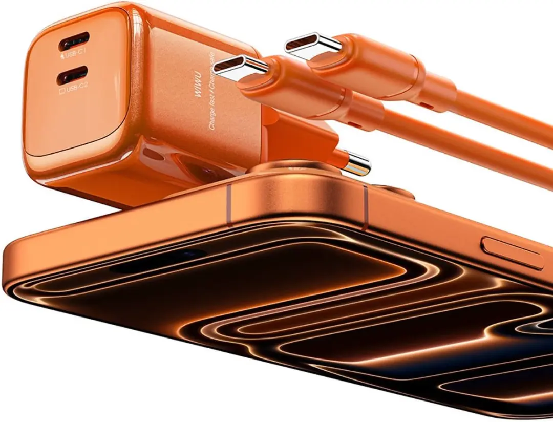 WiWu Oplader Cube 45W USB-C - Dual Type-C - Oranje