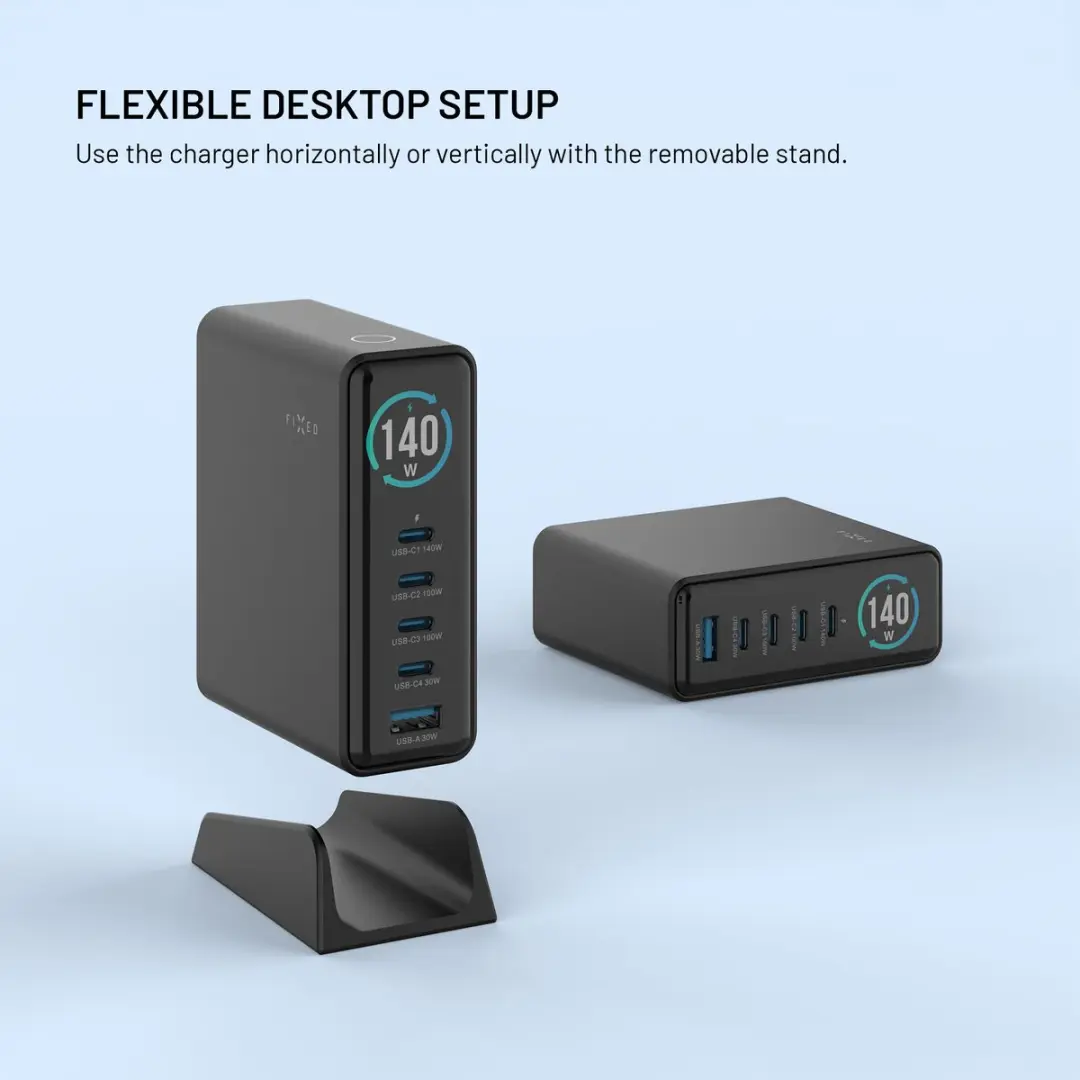 Fixed FIXCG140D-4C1A-BK GaN Docking Station 140W - 5 Poorten - Zwart
