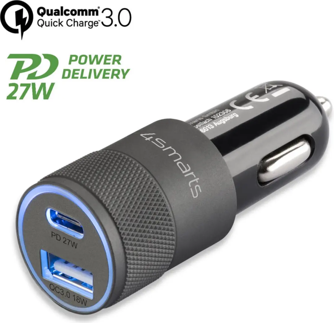4Smarts Rapid+ 464448 Autolader 27W - Zwart/Grijs - afbeelding 6 van 6