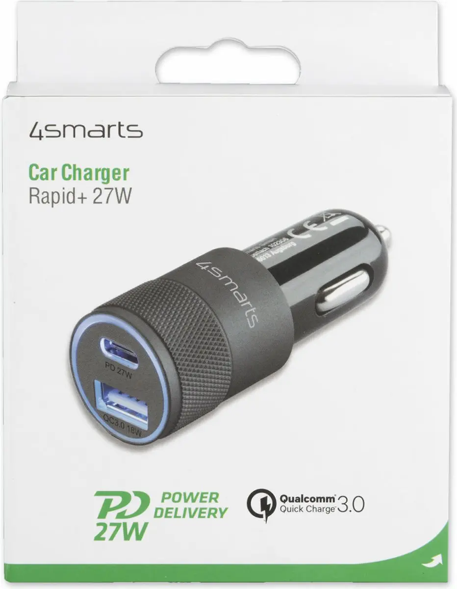4Smarts Rapid+ 464448 Autolader 27W - Zwart/Grijs - afbeelding 2 van 6