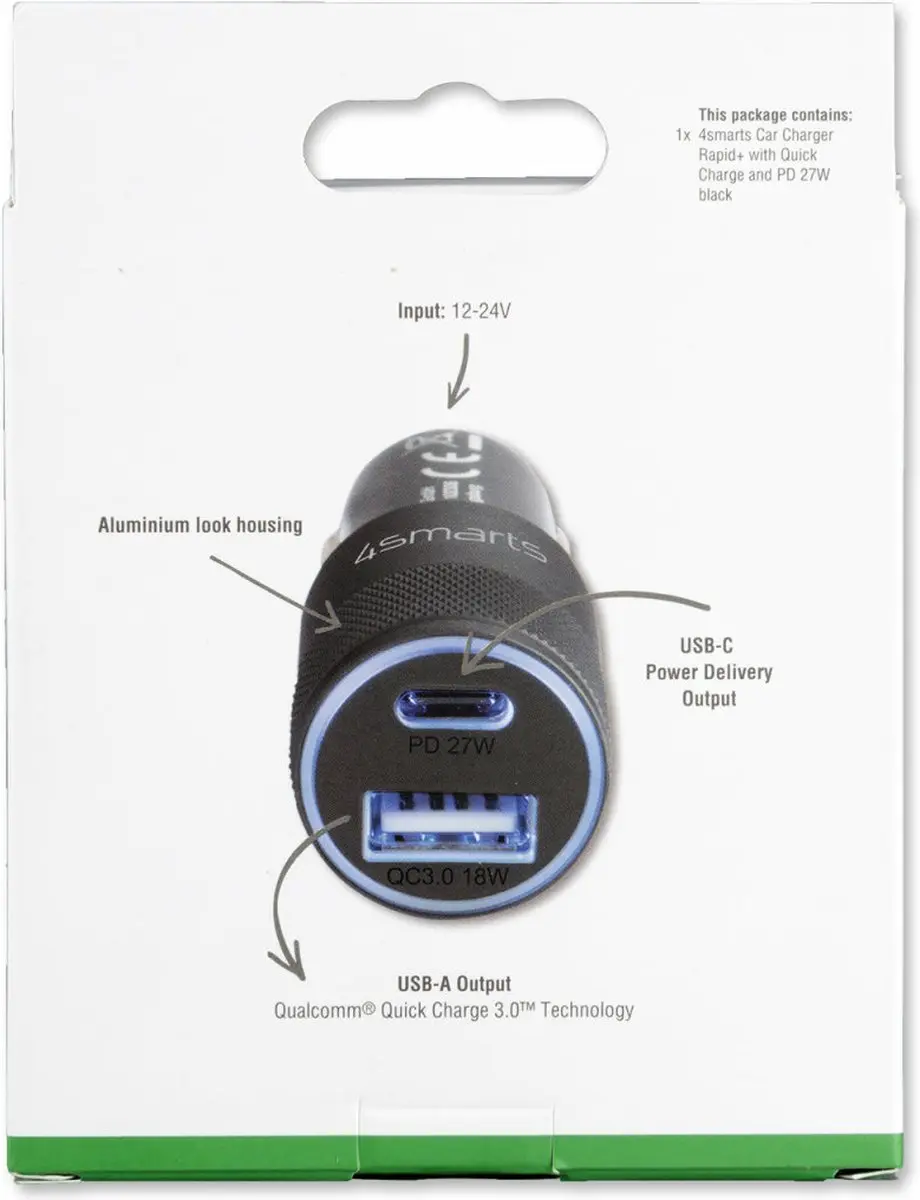 4Smarts Rapid+ 464448 Autolader 27W - Zwart/Grijs - afbeelding 5 van 6