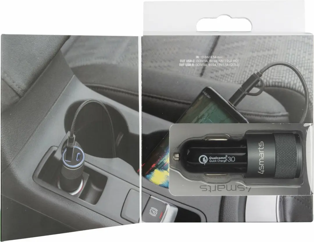 4Smarts Rapid+ 464448 Autolader 27W - Zwart/Grijs - afbeelding 4 van 6