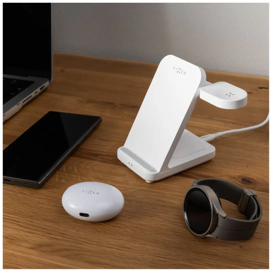 Fixed Powerstation-3-in-1 FIXPOS-SA-WH Draadloos Oplaadstation - 15W - Wit