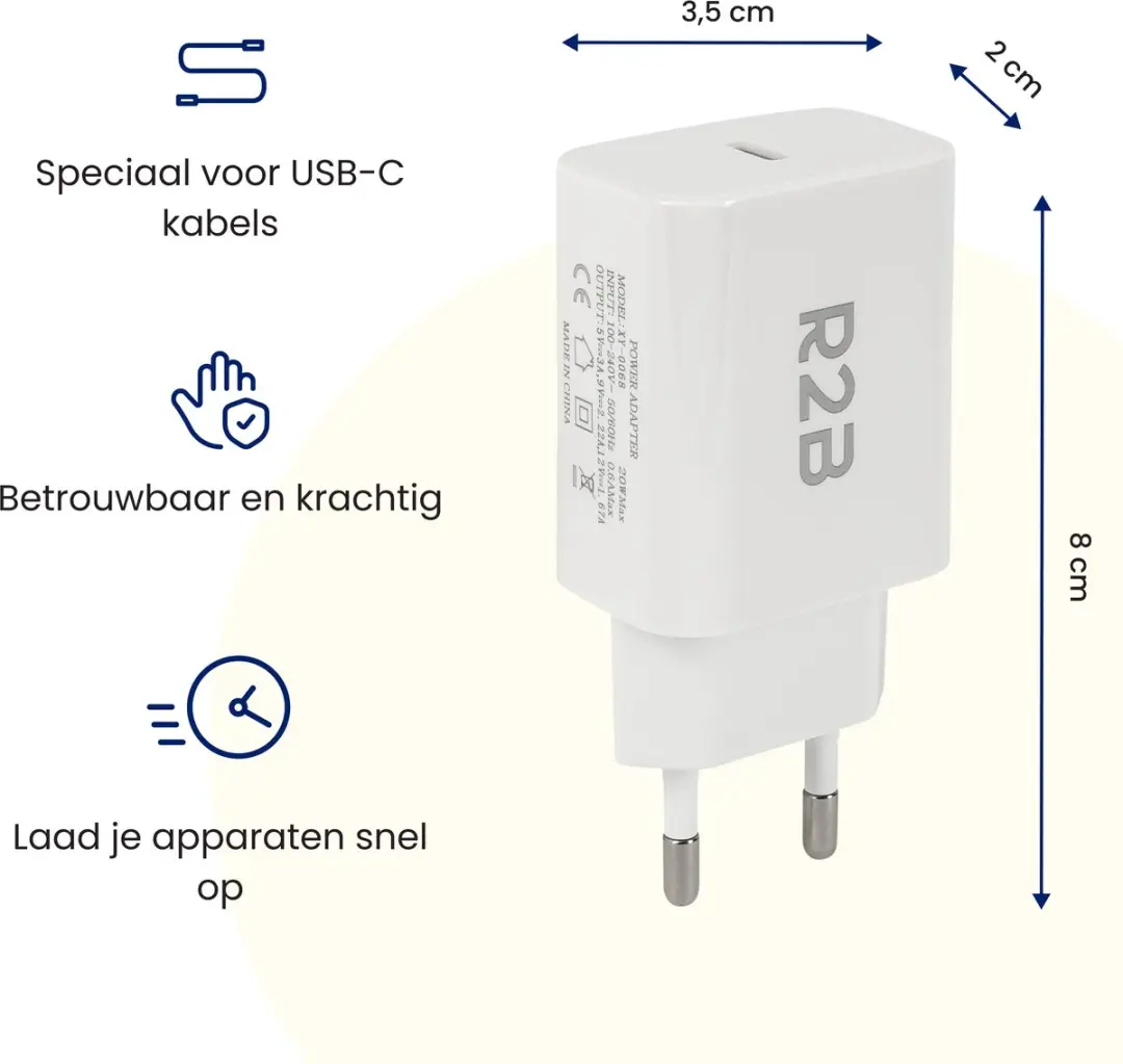 R2B USB-C Adapter 20W - Wit