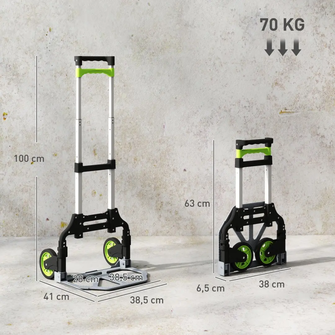Homcom Opvouwbare Steekwagen B71-071V00GN - 70 kg - Aluminium - Meerkleurig