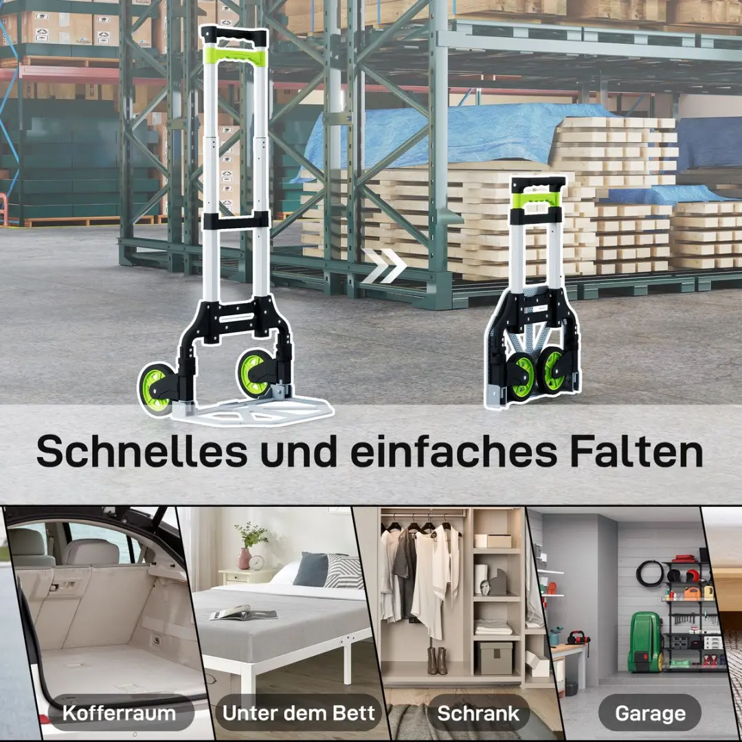 Homcom Opvouwbare Steekwagen B71-071V00GN - 70 kg - Aluminium - Meerkleurig