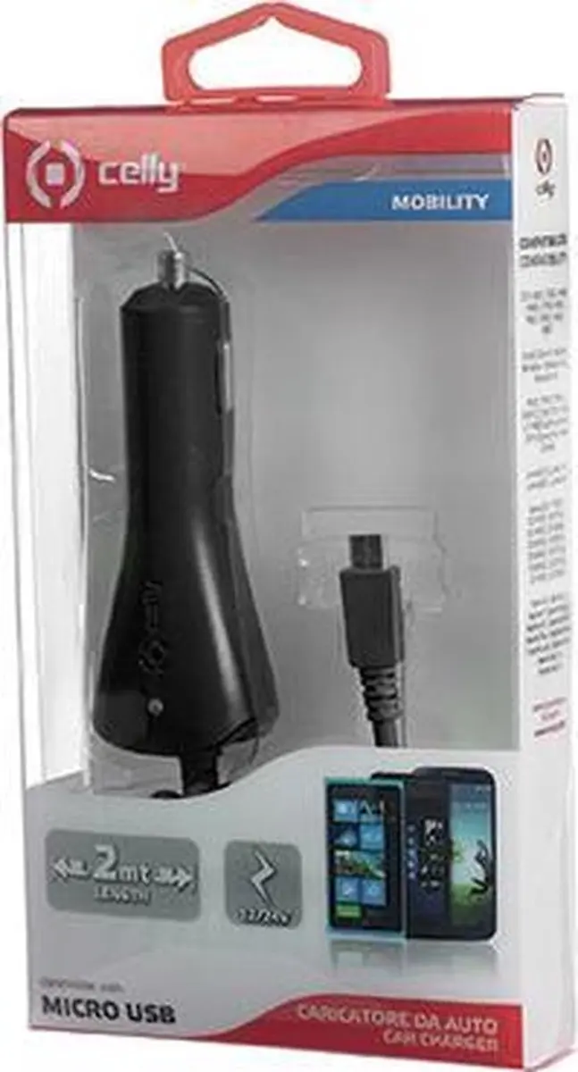 Celly CCMICRO Micro-USB 1A Autolader 5W - Zwart