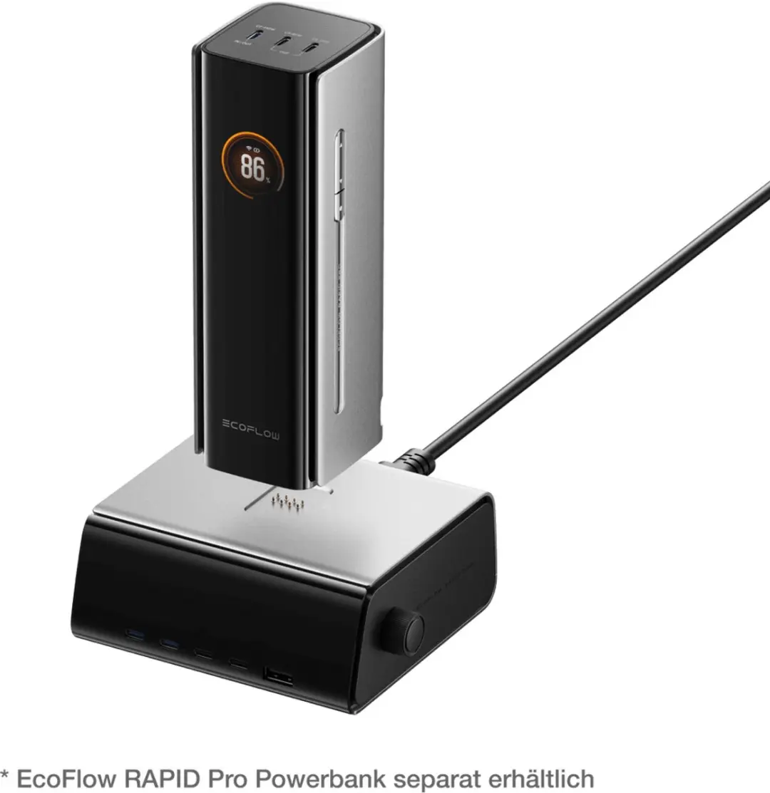 EcoFlow RAPID Pro 320W Desktop GaN-lader - 5 Poorten - Zwart