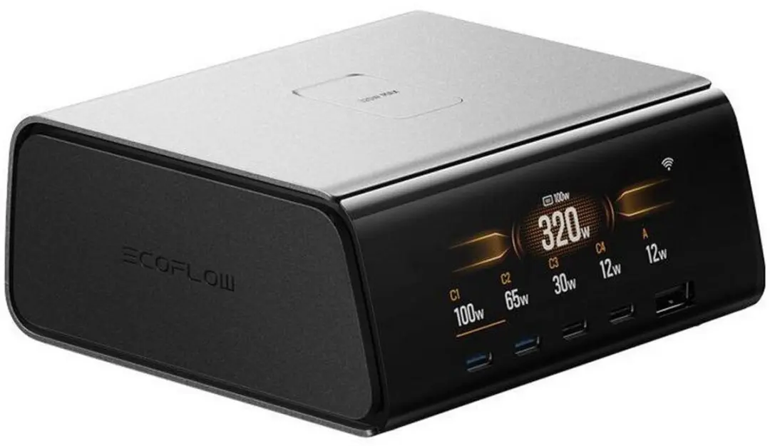 EcoFlow RAPID Pro 320W Desktop GaN-lader - 5 Poorten - Zwart