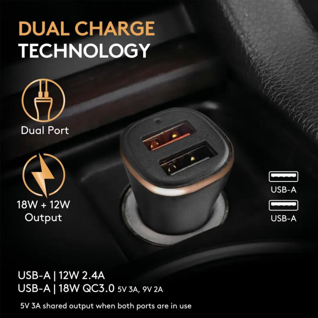 Duracell DR6010A Autolader 30W - 2x USB-A - Zwart