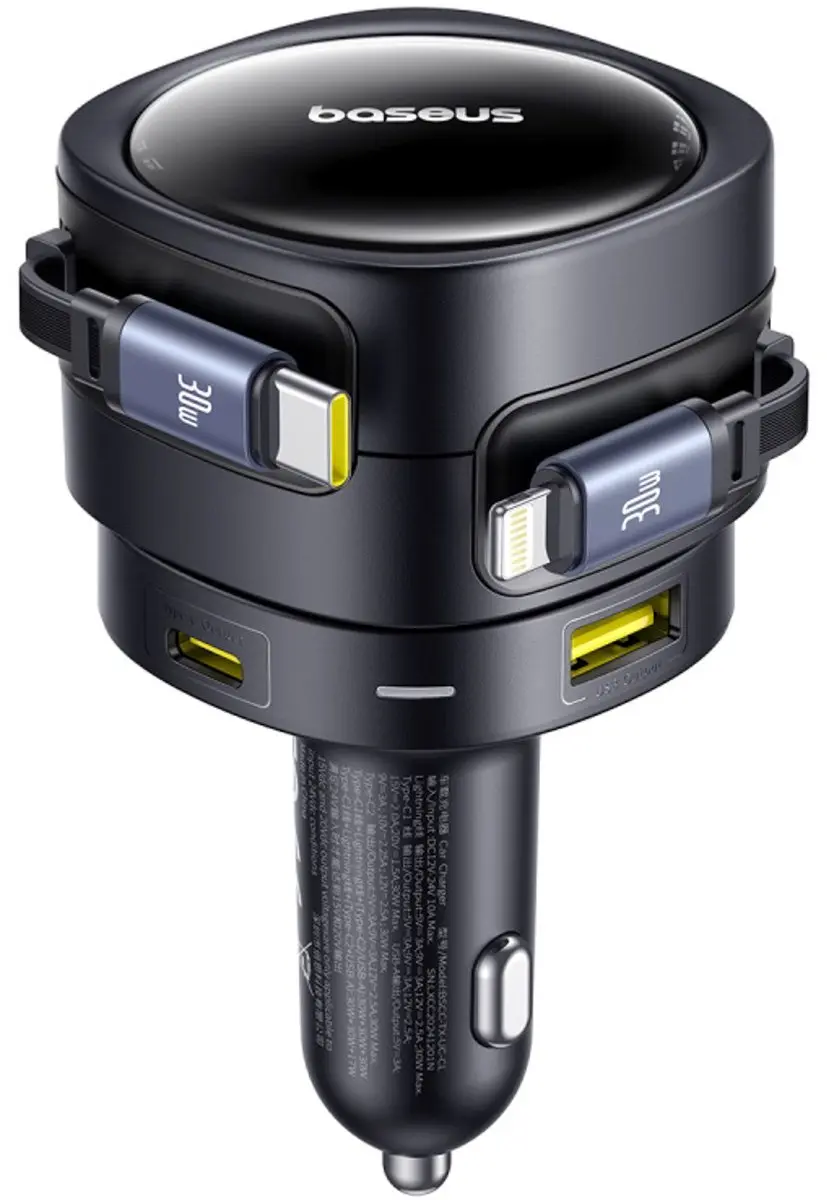 Baseus Autolader 90W 2x USB-C - Transparant