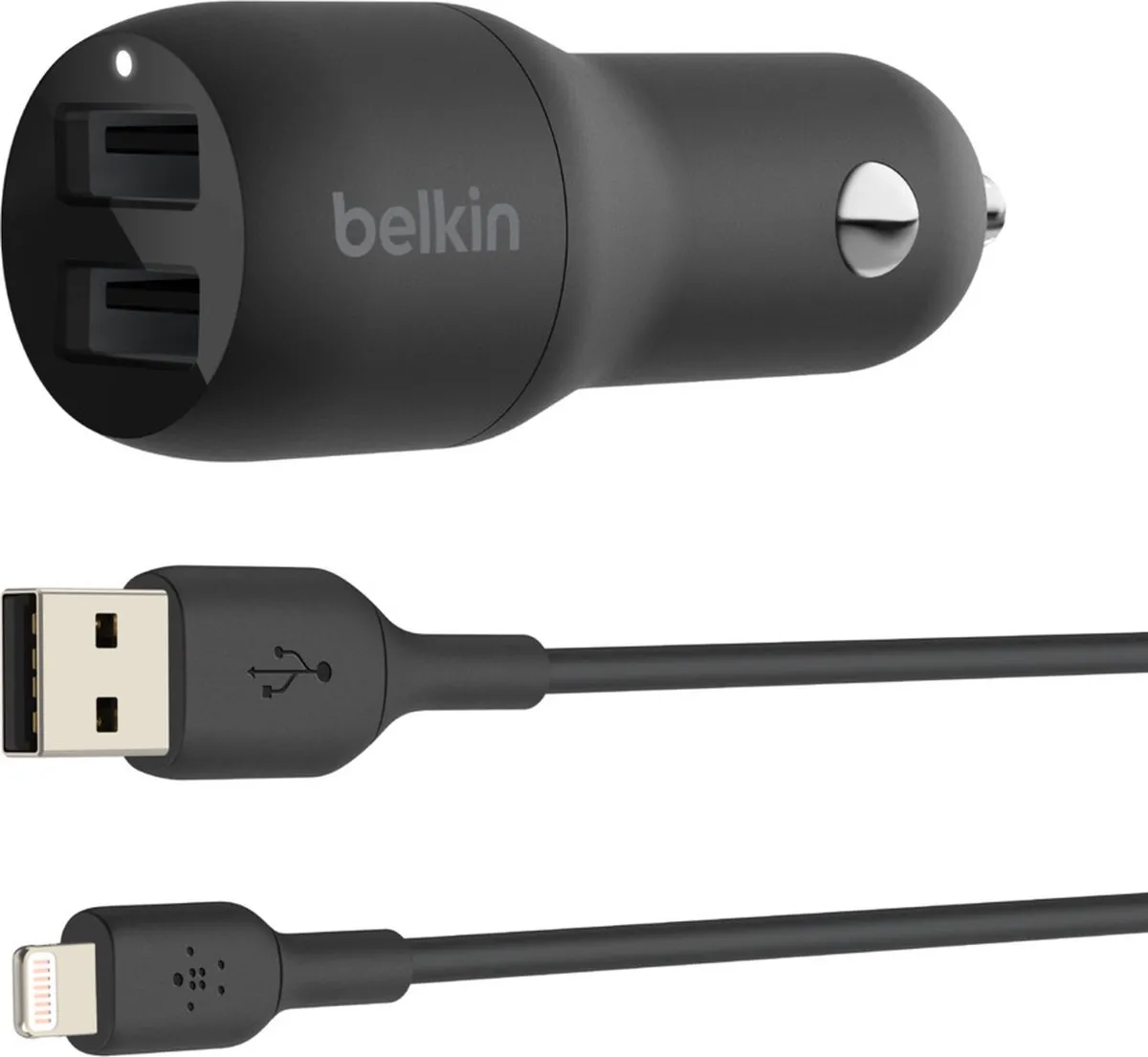 Belkin CCB001btBK Dual USB Autolader 24W - Zwart