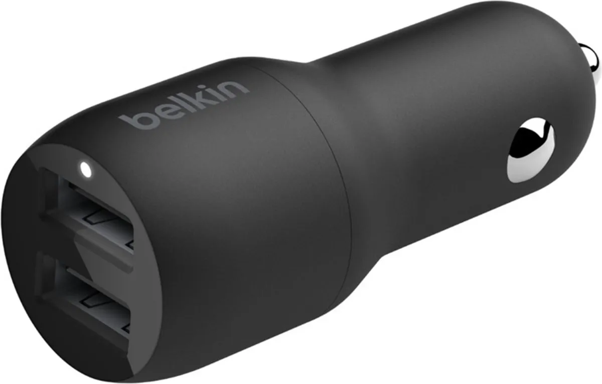 Belkin CCB001btBK Dual USB Autolader 24W - Zwart