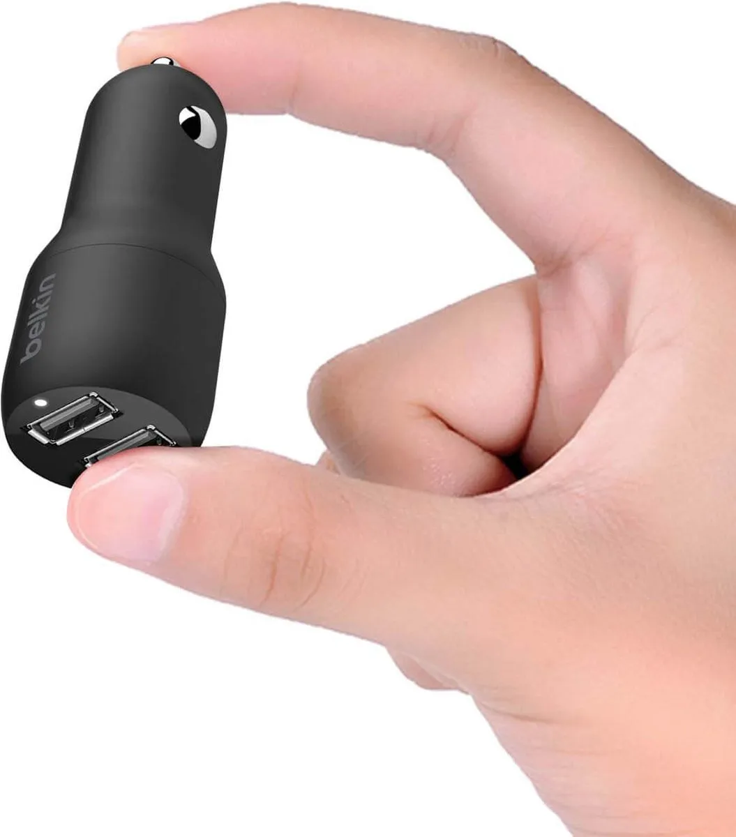 Belkin CCB001btBK Dual USB Autolader 24W - Zwart