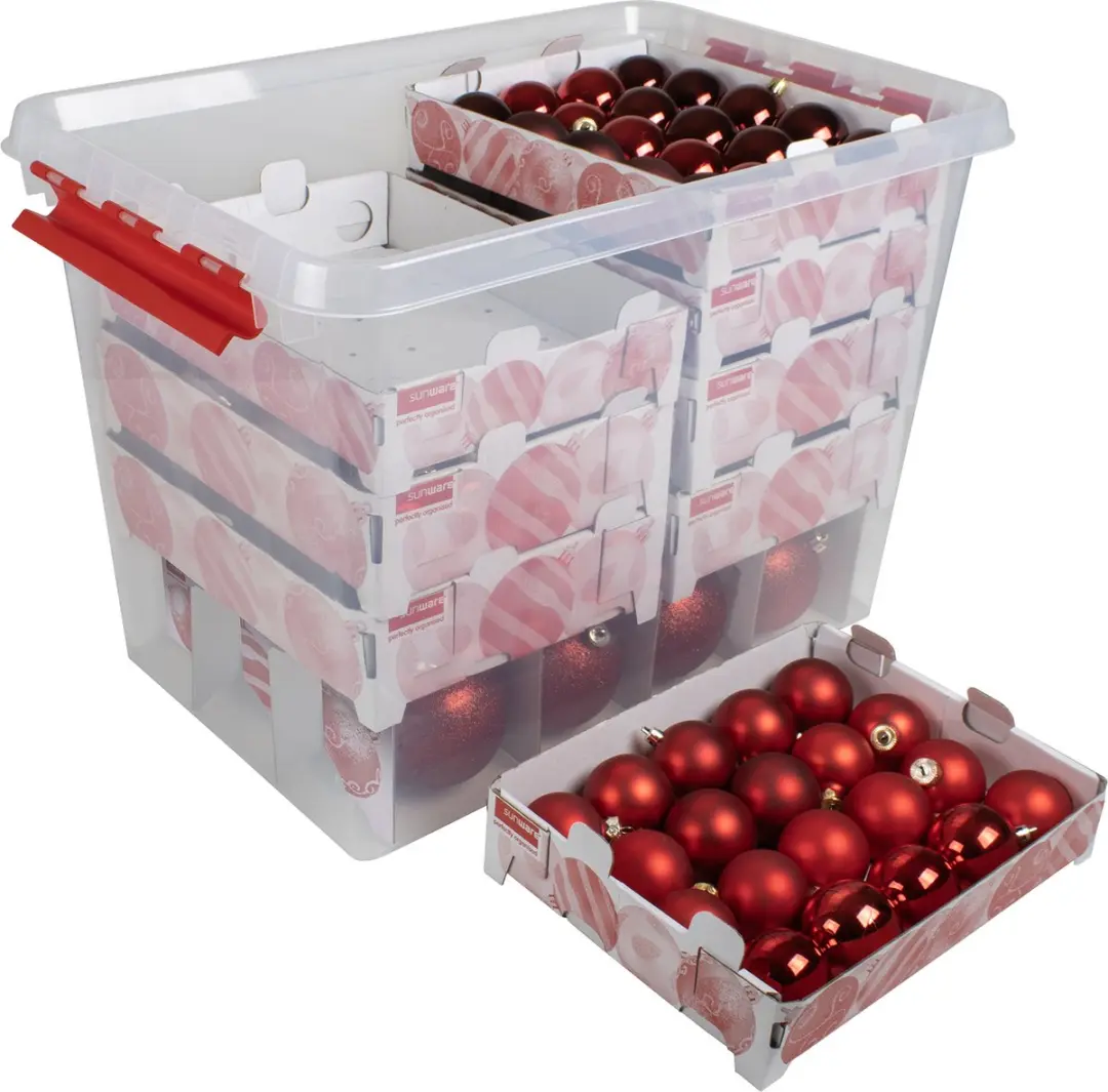 Sunware Q-line Kerstballen Opbergbox 72L - 60x40x42cm - Rood