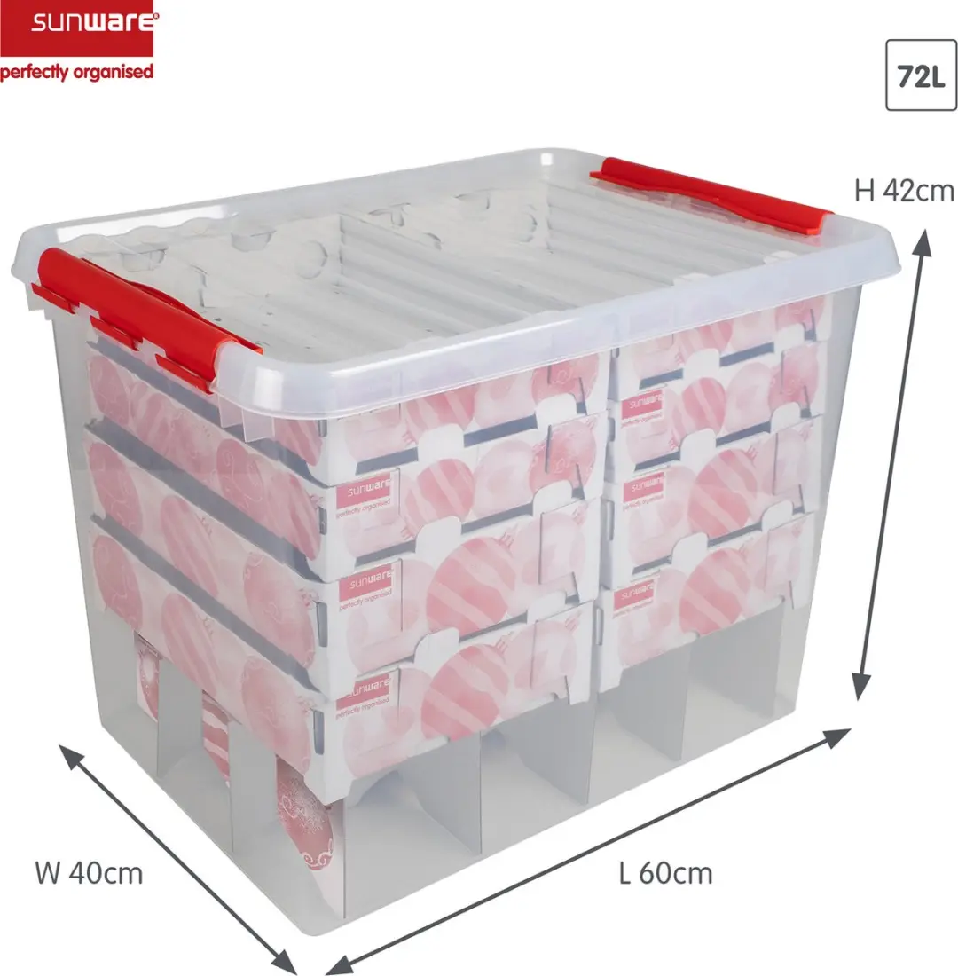 Sunware Q-line Kerstballen Opbergbox 72L - 60x40x42cm - Rood