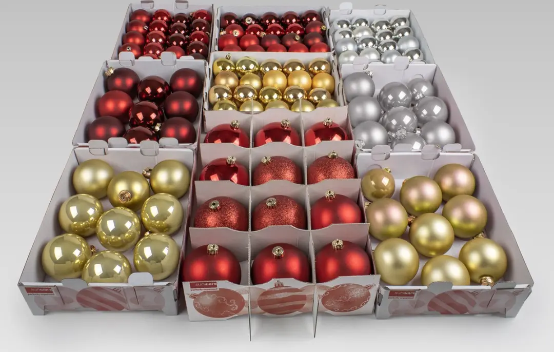 Sunware Q-line Kerstballen Opbergbox 72L - 60x40x42cm - Rood