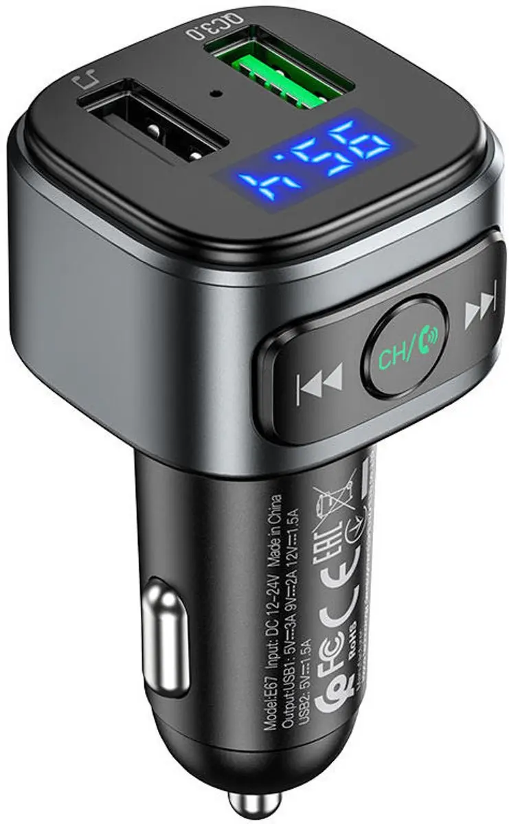Hoco E67 Bluetooth Muziektransmitter & Autolader 18W
