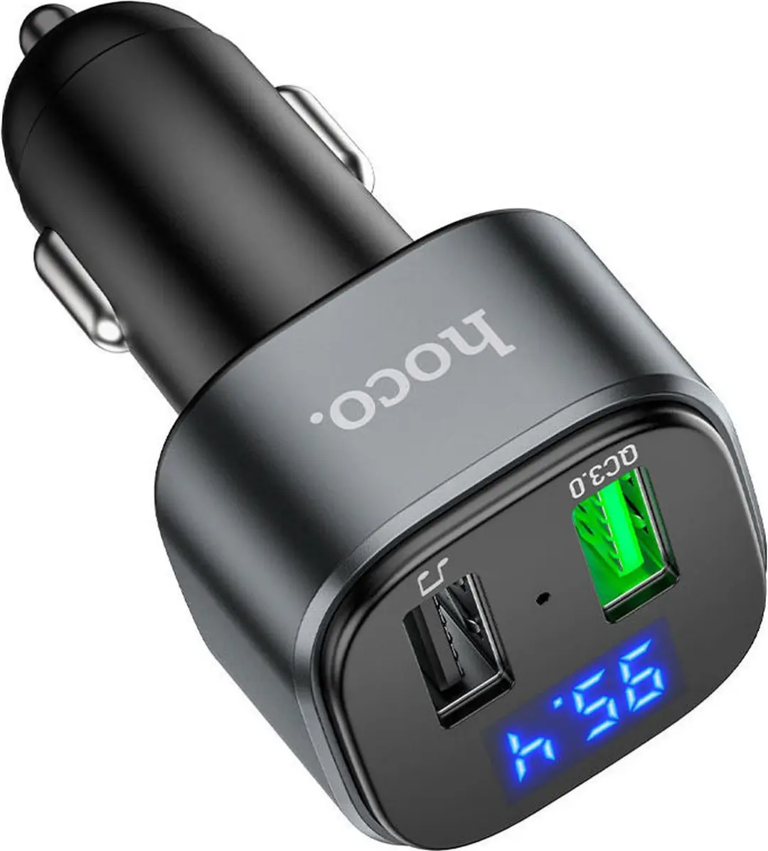 Hoco E67 Bluetooth Muziektransmitter & Autolader 18W - 2 Outputs - Zwart - afbeelding 6 van 6
