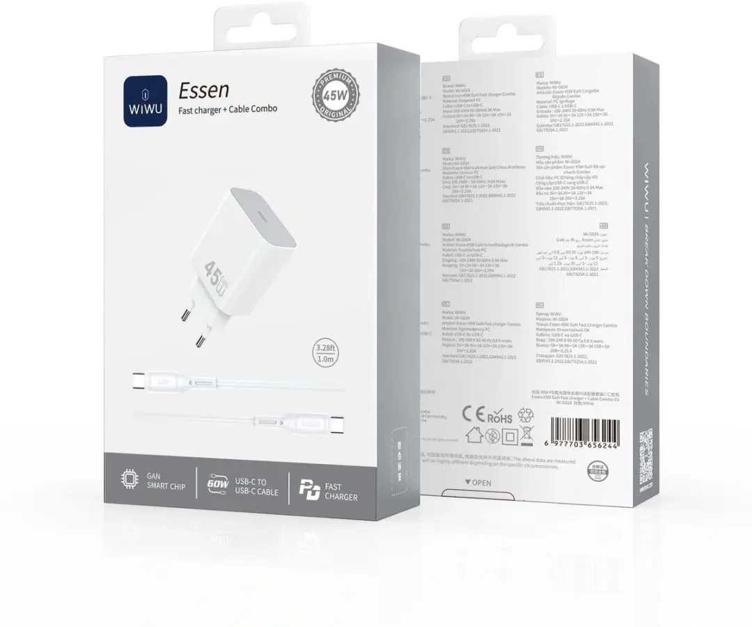 WiWu 45W USB-C Snellader - Wit