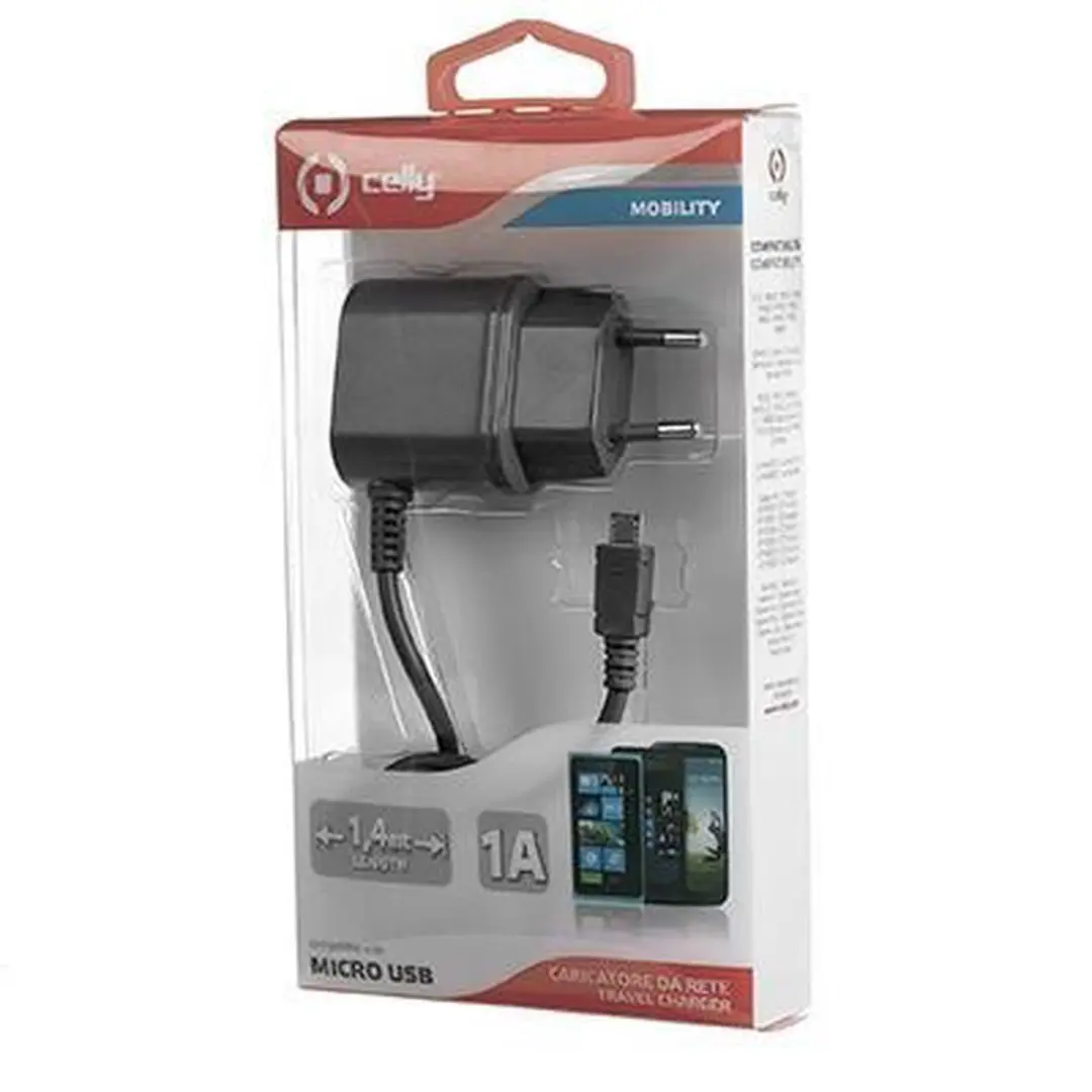 Celly Micro-USB Travel Charger 1A 8021735084822 - Zwart