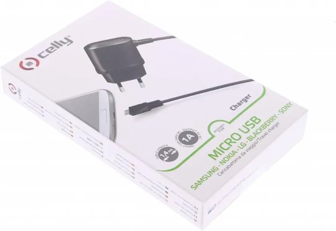 Celly Micro-USB Travel Charger 1A 8021735084822 - Zwart