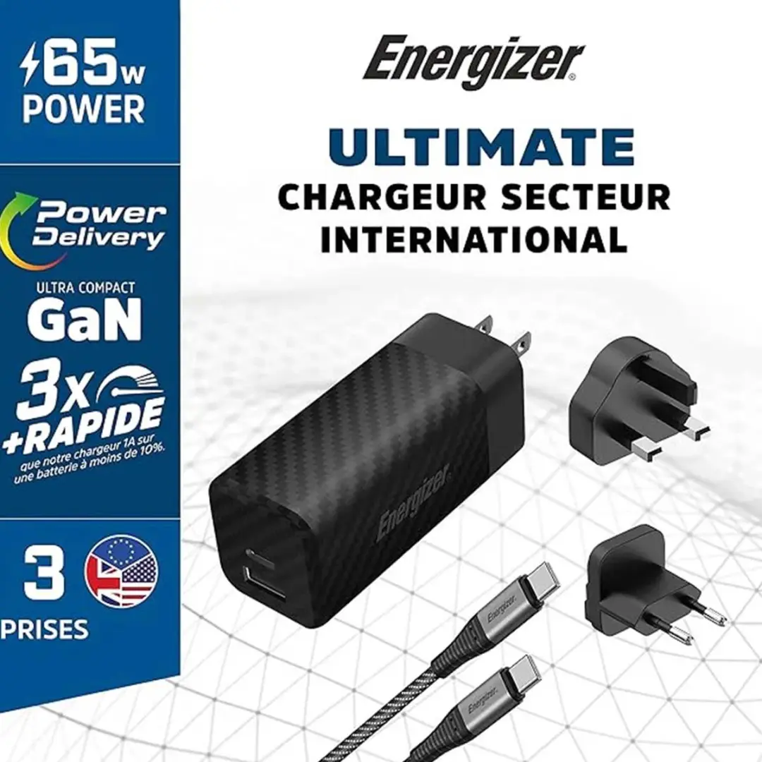 Energizer GaN Oplader 65W PD A65MUC - USB-C & USB-A - Zwart
