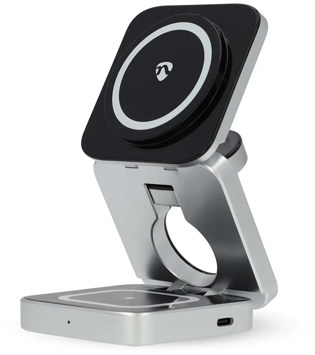 Nedis WDCHAQ15W210BK Draadloos Oplaadstation 3-in-1 - 15W - Zwart - afbeelding 6 van 6
