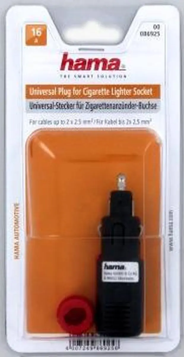 Hama 00086925 Vervangstekker 12V - 2 Outputs - Zwart/Rood