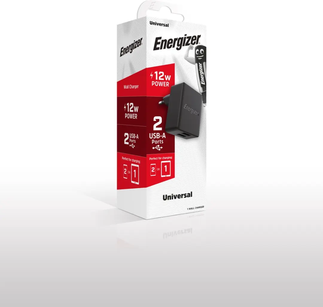 Energizer A12EU Thuislader 12W - 2 USB Poorten Zwart - afbeelding 2 van 2