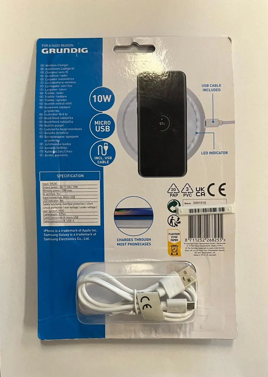 Grundig Draadloze Oplader 10W - Wit