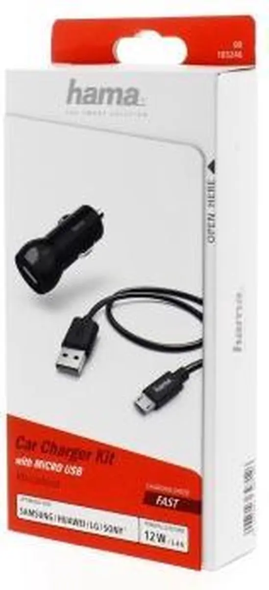 Hama Auto-Oplaadset Micro-USB 12W - Zwart