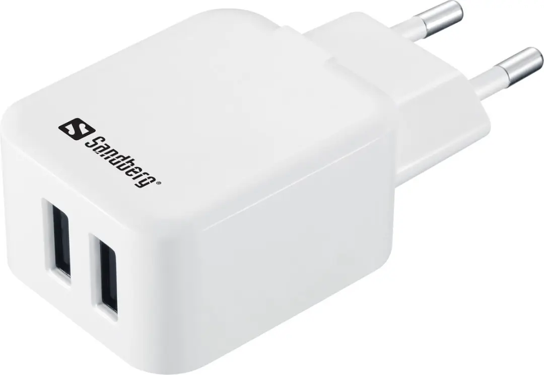 Sandberg AC Oplader 12W Dual USB - 2x USB - Wit