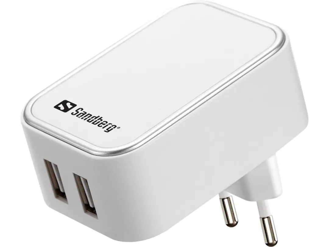 Sandberg AC Oplader 12W Dual USB - 2x USB - Wit