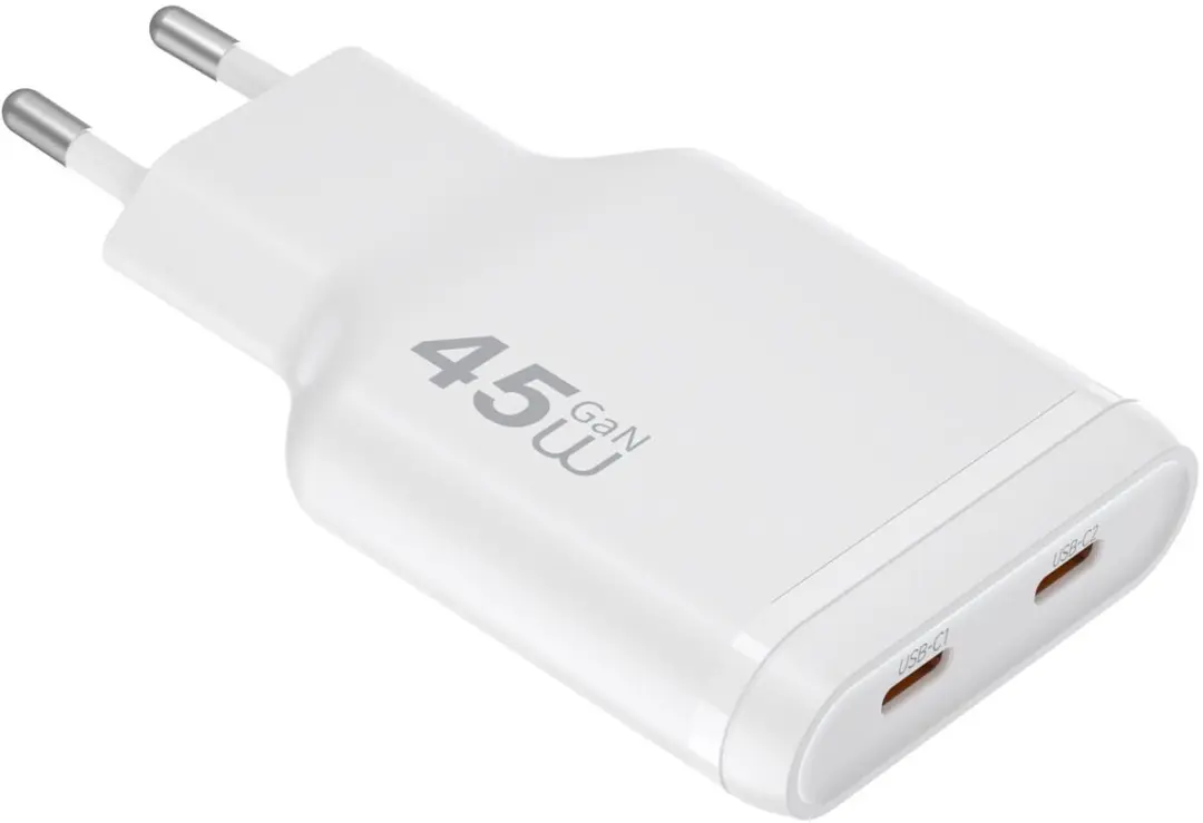 WiWu Essen Slim 45W USB-C Oplader - 2 Poorten - GaN Technologie - Wit
