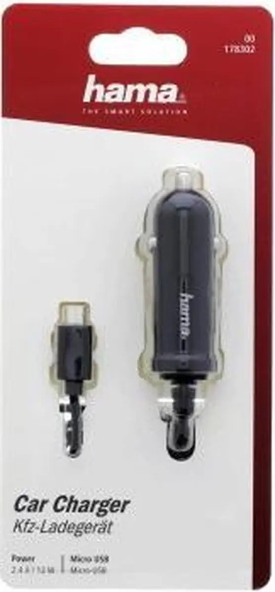 Hama 00178302 Auto-oplader Zwart - 1 Output