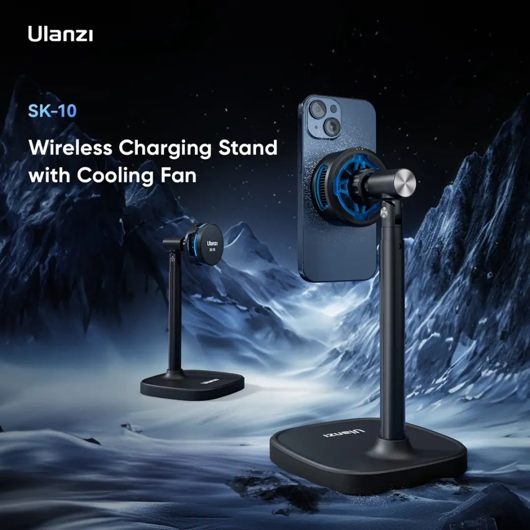 Ulanzi SK-10 Smartphone Statief - Draadloos opladen & Koeling - Zwart