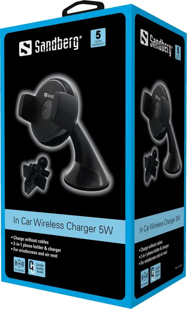 Sandberg In Car Wireless Charger 5W - 441-08 - Zwart