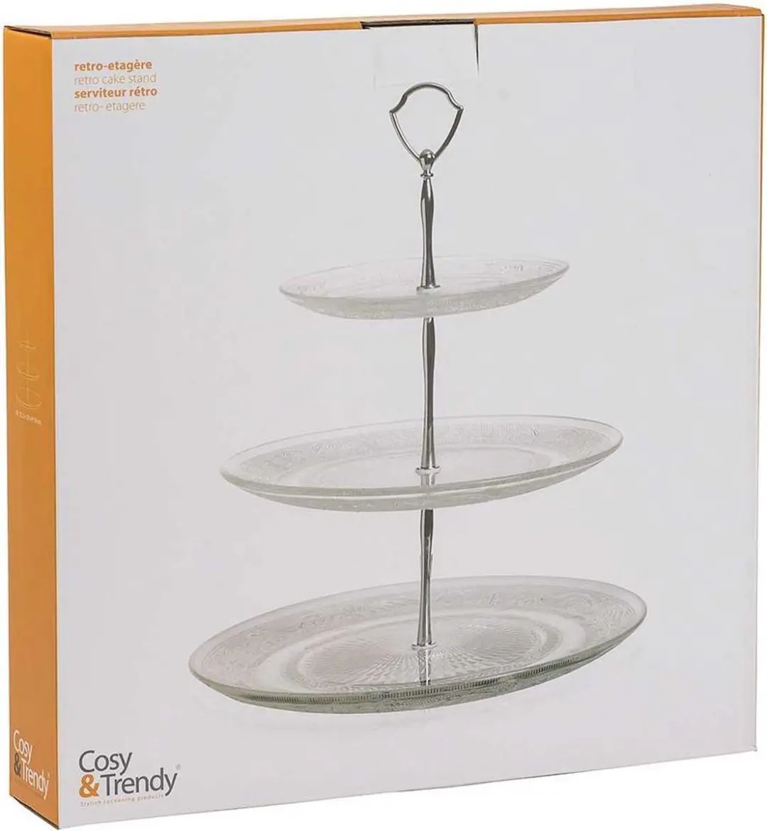 Cosy&Trendy Retro Etagère Glas - 3 Niveaus Ø18-25-29cm