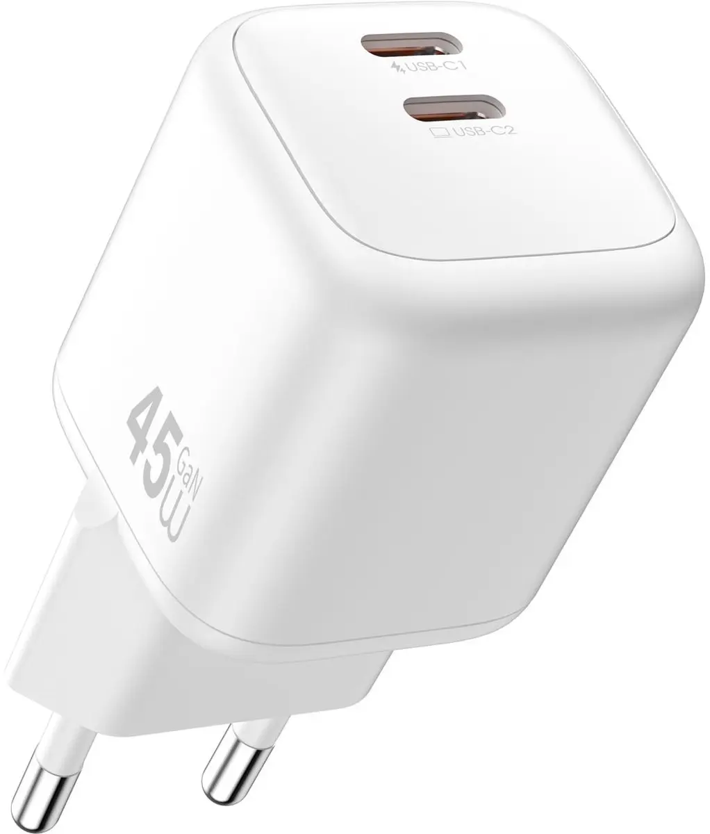 WiWu Oplader Cube 45W USB-C Dual Type-C - 2x PD - Wit