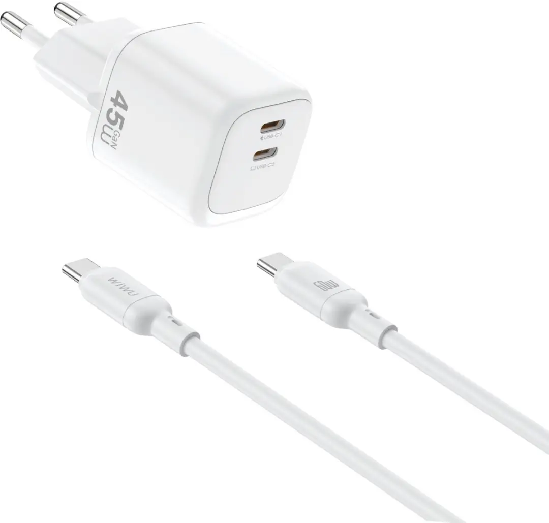 WiWu Oplader Cube 45W USB-C Dual Type-C