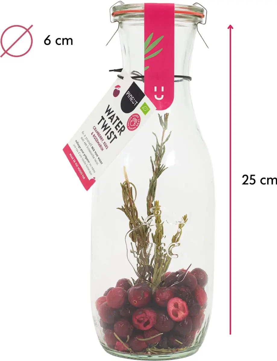 Pineut Watertwist Tafelwaterkaraf 1L - Glas - afbeelding 6 van 6